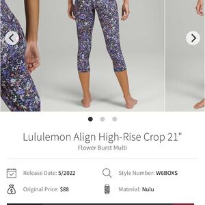 Lululemon Align High-Rise Crop 21" Flower Burst Multi
